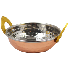 Copper Kadai Dish with Brass Handles 13cm (Pack of 12)