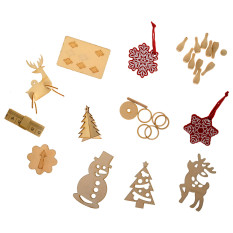 14" Bauble Kraft Christmas Crackers with Quiz & Wooden Gifts (Pack of 25)