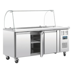 Polar Saladette Counter Fridge 3 Door + Sneeze Guard 358 Litre 3x GN 1/1
