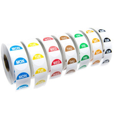 Day Food Rotation Labels Complete Set 7 Days 20mm Round