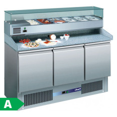 Prodis 3 Door Pizza Prep Counter Frdige with Topping Unit 368 Litre