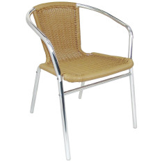 Bolero Aluminium and Natural Wicker Stacking Chair (Pack of 4)