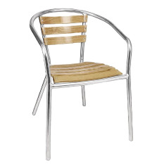  Bolero Aluminium & Ash Stacking Chairs (Pack of 4)