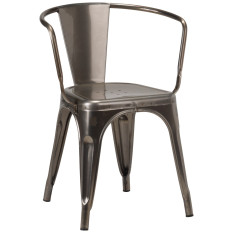 Artisano French Bistro Armchair Gun Metal Grey (Pack of 2)
