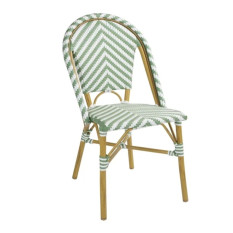 Bolero Parisian Style Rattan Side Chair Light Green (Pack of 2)
