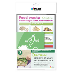 Kitchen Waste Recycling Sign Vinyl Mixed (Set of 9)
