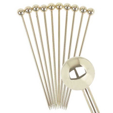 Gold Ball Stainless Steel Garnish Picks Reusable Pack of 10