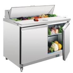 Polar U-Series Double Door Prep Counter Fridge 405 Litre