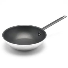 Genware Wok Flat Base 30cm Teflon Plus