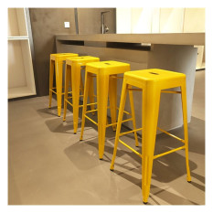 Bolero Bistro Steel High Stool Yellow (Pack of 4)