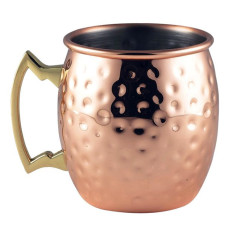Copper Barrel Mug Gold Handle Hammered 400ml / 14oz