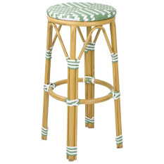 Bolero Parisian Style PE Rattan Bar Stools Light Green (Pack of 2)
