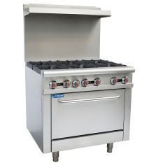 Hurricane Commercial Gas Oven Range 6 Burner Cooker with Splashback NAT/LPG
