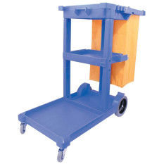 Charles Bentley Janitorial Room Cleaning Trolley 2 Tier Shelves 90kg