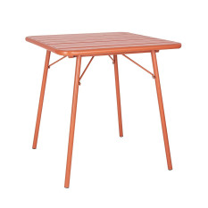 Bolero Terracotta Square Slatted Steel Table 700mm