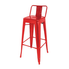 Bolero Bistro Steel High Stool with Backrest Red (Pack of 4)