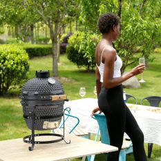 Kamado Joe Style Ceramic Charcoal Egg BBQ Grill Table Top 13 Inch / 33cm