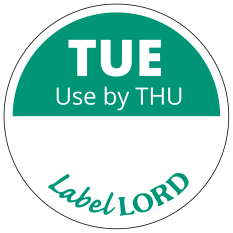 Day Dot Round Label Tue Use By Thu (Roll of 500)