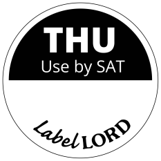 Day Dot Round Label Thu Use By Sat (Roll of 500)