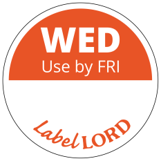 Day Dot Round Label Wed Use By Fri (Roll of 500)