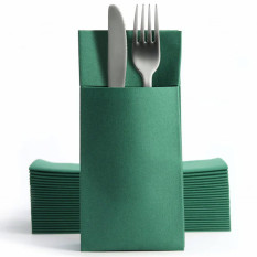 Airlaid Pocket Napkins Dark Green 8 Fold 40cm (Pack of 500)