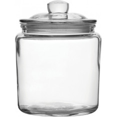 Glass Biscuit Jar with Airtight Seal 0.9 Litre Round