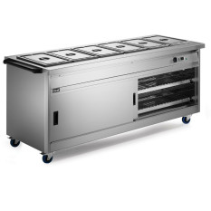 Lincat P8B6 Panther 800 Series Free-standing Hot Cupboard 6GN Bain Marie Top 2180mm