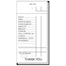 Single Sheet Waiters Restaurant Order Pads Cat/1 100 Sheets (Pack of 100)