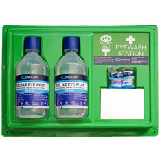 First Aid Eye Wash Station Kit + 1 Litre Solution