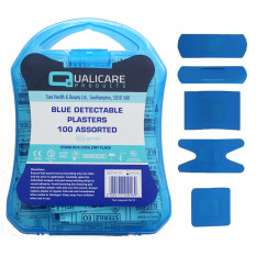 Blue Detectable Plaster 5 Assorted Types In Plastic Case (Pack of 100)