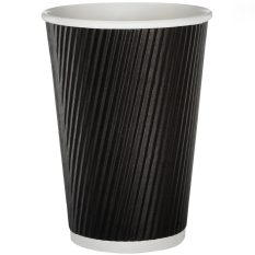 Disposable Paper Cups Ripple Wall Coffee Black 12oz (Pack of 500)
