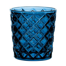 Criss Cross Glass Nightlight Tealight Holder Blue (Pack of 12)