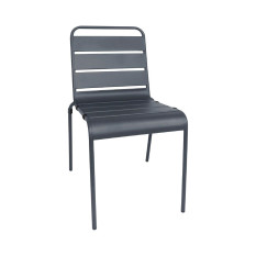 Bolero Slatted Steel Side Chairs Grey (Pack of 4)
