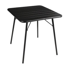 Bolero Square Slatted Steel Table Black 700mm
