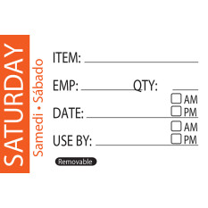 Food Rotation Label Item/Date/Use By - Saturday (Pack of 500)