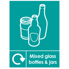 Mixed Glass Bottles & Jars Recycling Label Vinyl 150 x 200mm