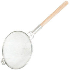 Stainless Steel Double Mesh Reinforced Fine Strainer With Wooden Handle 35cm 14"