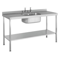 Stainless Steel Commercial Sink - Fully Welded With Single Bowl & Double Drainer 1200 x 600 x 900mm