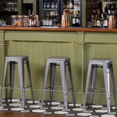 Bolero Bistro Steel High Stool Gun Metal Grey (Pack of 4)