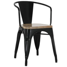 Bolero Bistro Curve Armchairs with Wooden Seat Pad Black (Pack of 4)