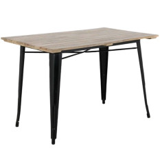 Bolero Bistro Dining Table Slat Mango Wood Black 1200mm