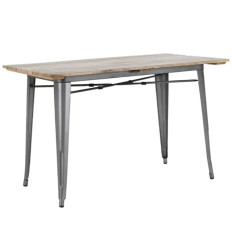 Bolero Bistro Dining Table Slat Mango Wood Gunmetal 1200mm