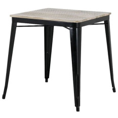 Bolero Bistro Dining Table Slat Mango Black Frame 650mm