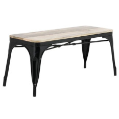 Bolero Bistro Indoor Bench Mango Wood & Black 1000mm (Pack of 2)