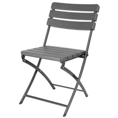 Bolero Folding Chairs Grey Wood Effect (Pack of 2)