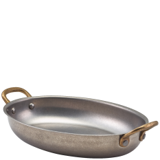 Vintage Steel Oval Dish 20.75cm (Pack of 6)