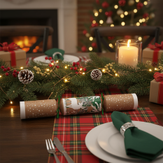 12" Stag Kraft Mixed Box Christmas Crackers with Quiz & Tree Hanger (Pack of 50)