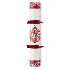 14" Crimson Bauble Bordeaux/Cream Christmas Cracker with Gift (Pack of 25)