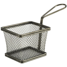 Black Serving Fry Basket Rectangular 10 x 8 x 7.5cm (Pack of 6)
