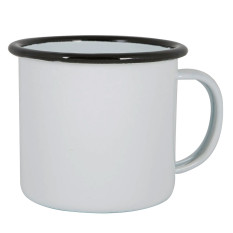Enamel Mug White with Black Rim 375ml/13oz (Pack of 6)